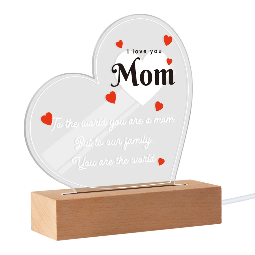 

Birthday Gifts for Mom Mother's Day Gift from Daughter Son I Love You Mom Acrylic Night Light Memorial Gift for Mom