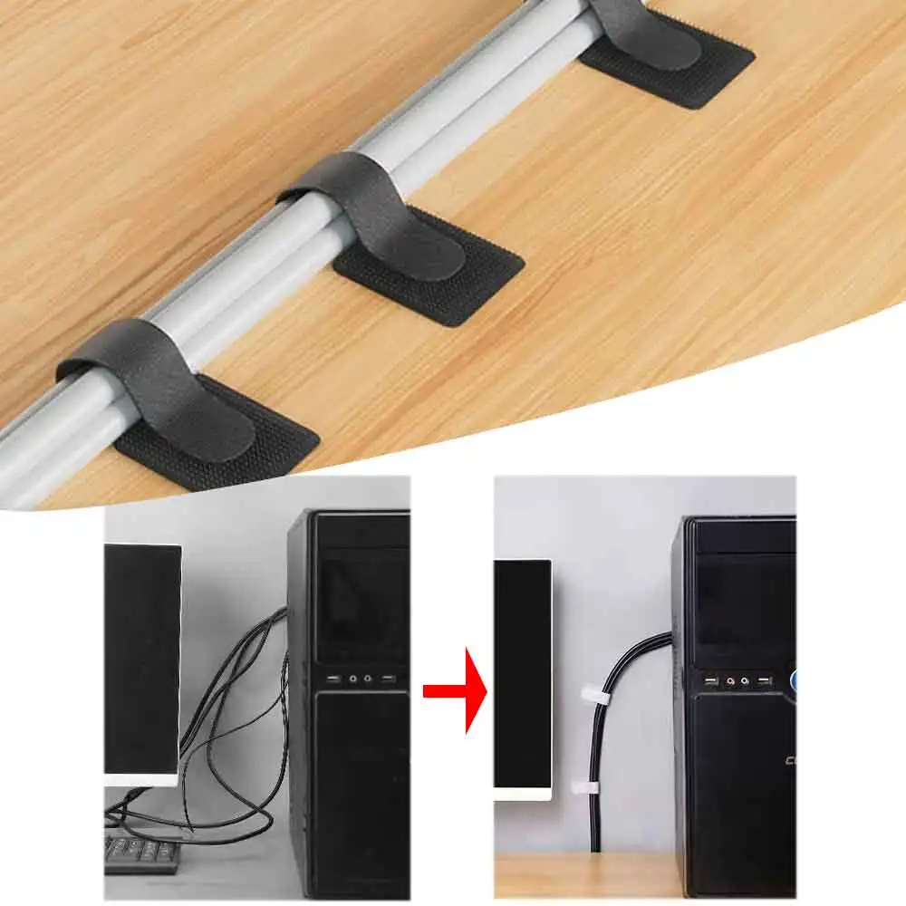 

Reusable Fastening Wire Organizer Adjustable Cable Ties Cord Rope Holder Self Adhesive Computer Desk Organizer Straps Manager