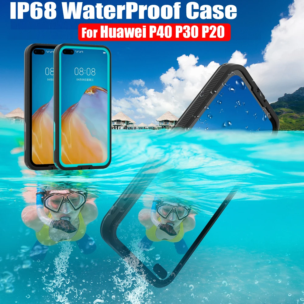 

Waterproof Case For Huawei P40 P30 Pro P20 lite Water Proof Shell IP68 Cover Swim Diving Outdoor Sports Anti-fall