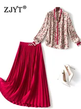 ZJYT Designer Elegant Bow Collar Beading Print Blouse and Skirt 2 Pieces Womens Outfits Spring Fashion Dress Sets Casual Office
ZJYT Designer Elegant Bow Collar Beading Print Blouse and Skirt 2 Pieces Womens Outfits Spring Fashion Dress Sets Casual Office