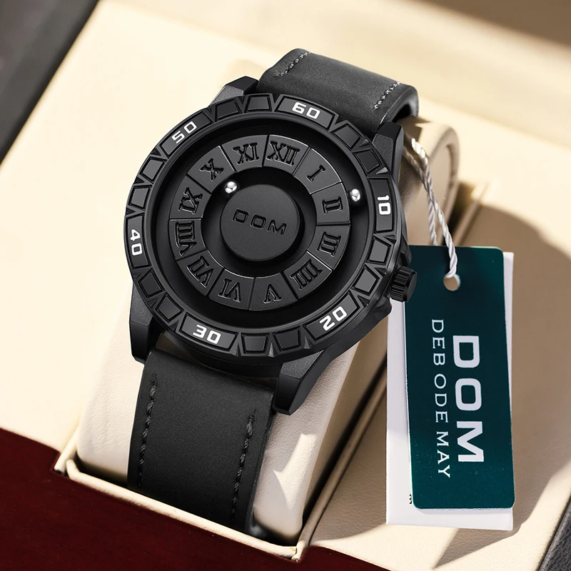 

DOM 1726 Creative Rolling Pointer Magnetic Men's Relogio Masculino Fashion Cool Trend Waterproof Stainless Steel Quartz Watch