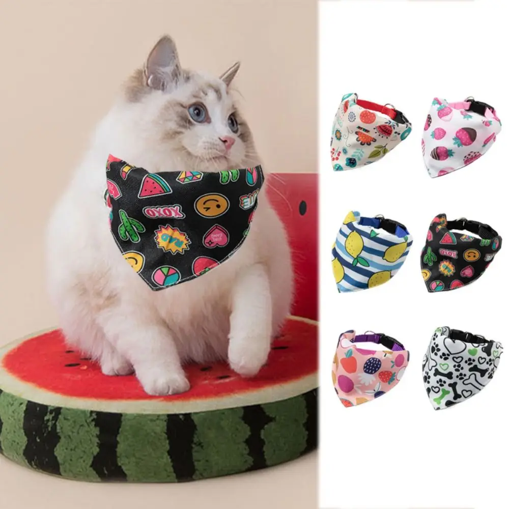 

Washable Dog Kerchief Cat Triangle Scarf Soft Adjustable Dog Saliva Towel Polyester Fruit Pattern Fruit Dog Bib Cats