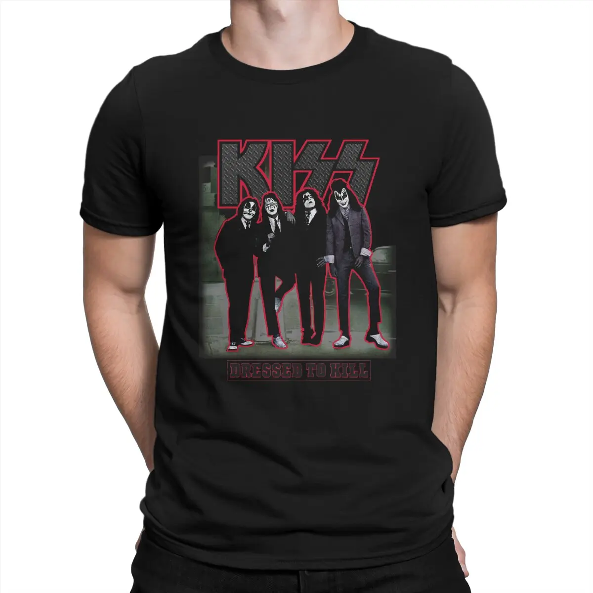 

Kiss Band Men's TShirt Dressed To Kill Distinctive T Shirt Harajuku Streetwear Hipster