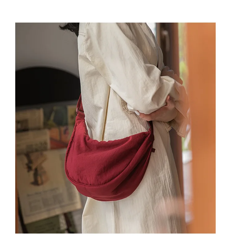 Solid Color Women's Portable Shoulder Bag Simple Female Nylon Cloth Padded Crossbody Bags Travel Purse Handbags Messenger Bag S01954ccdb05745debf9d69cb8aa95432j