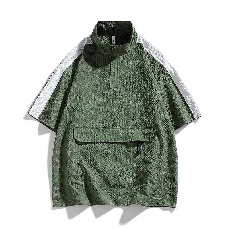 Summer Large Size Short-sleeved T-shirt Men's Stand-up Collar Handsome Loose Casual High Street Personalized Tops Male Clothes
Summer Large Size Short-sleeved T-shirt Men's Stand-up Collar Handsome Loose Casual High Street Personalized Tops Male Clothes