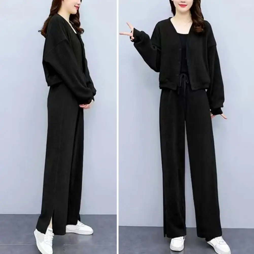 Breathable Casual Suit Coat Pants Suit Women's Winter Cardigan Pants Set with Single-breasted Coat Wide Leg Trousers V for Fall
Breathable Casual Suit Coat Pants Suit Women's Winter Cardigan Pants Set with Single-breasted Coat Wide Leg Trousers V for Fall