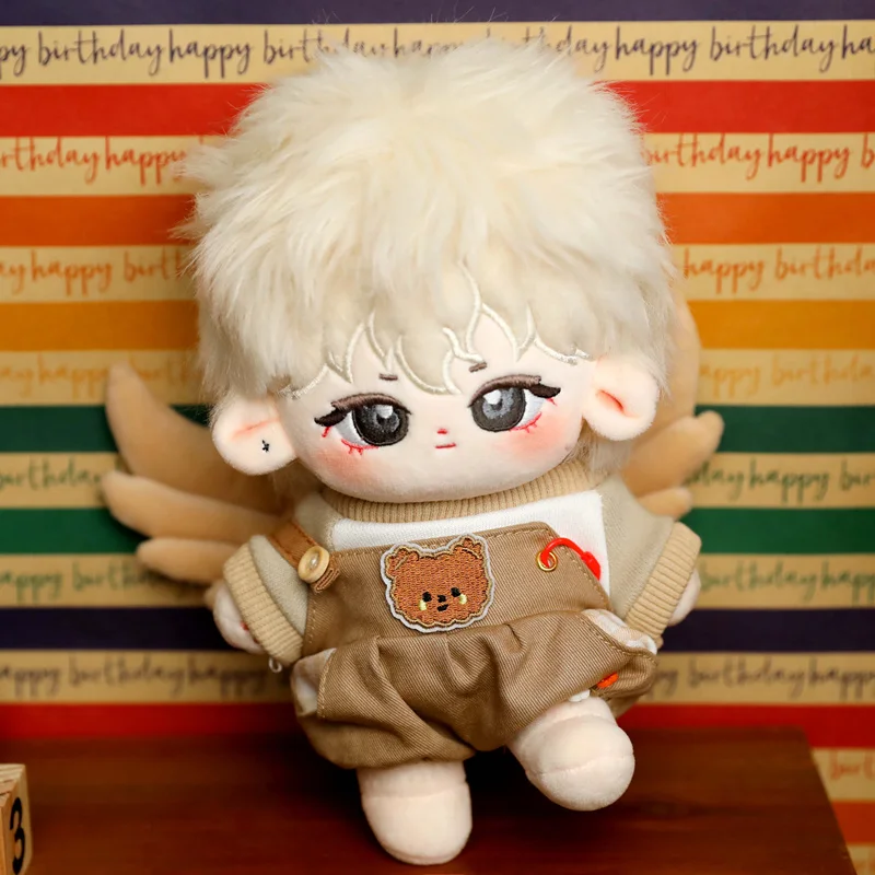

Kawaii Plush Cotton Doll Idol Stuffed Super Star Figure Dolls No Attribute Fat Body White Hair Angel Doll Can Change Clothe Gift