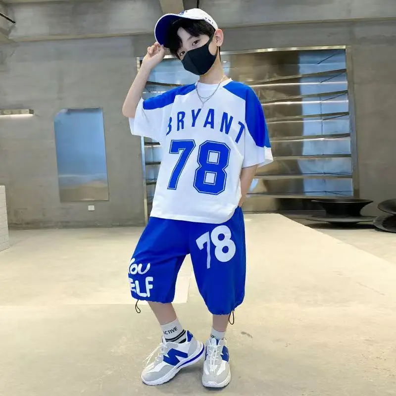 2023 Teens Middle School Children Summer Cotton Tide Boy Cute Baby Clothes Letter Leisure Short Tshirt Top Infant Outfit 4-14age
2023 Teens Middle School Children Summer Cotton Tide Boy Cute Baby Clothes Letter Leisure Short Tshirt Top Infant Outfit 4-14age