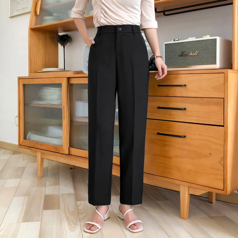 

Formal Black Pants Women Office Lady Style Work Wear Summer Thin High Quality Trousers Chiffon Pant Female Business Design S-4XL