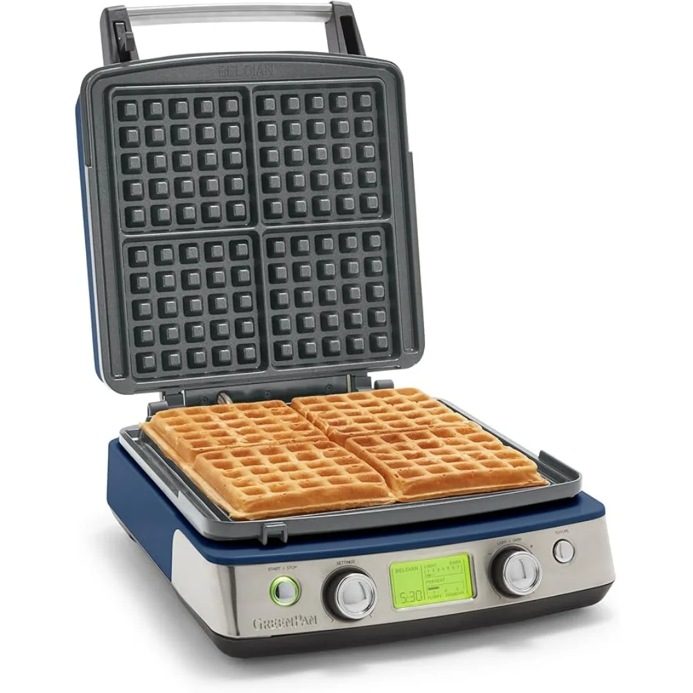 GreenPan Elite 4-Square Belgian & Classic Waffle Iron, Control Wont Overflow Easy Clean,Breakfast,PFAS-Free,Oxford Blue
GreenPan Elite 4-Square Belgian & Classic Waffle Iron, Control Wont Overflow Easy Clean,Breakfast,PFAS-Free,Oxford Blue