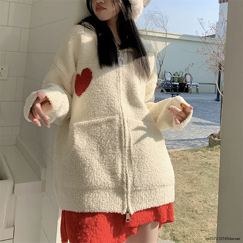 Kawaii Jacket Women Long Sleeve Heart Pattern Zip Hooded Teddy Coat Casual Sweet Hairy Fleece Tops Sweet Pink Hoddies White
Kawaii Jacket Women Long Sleeve Heart Pattern Zip Hooded Teddy Coat Casual Sweet Hairy Fleece Tops Sweet Pink Hoddies White