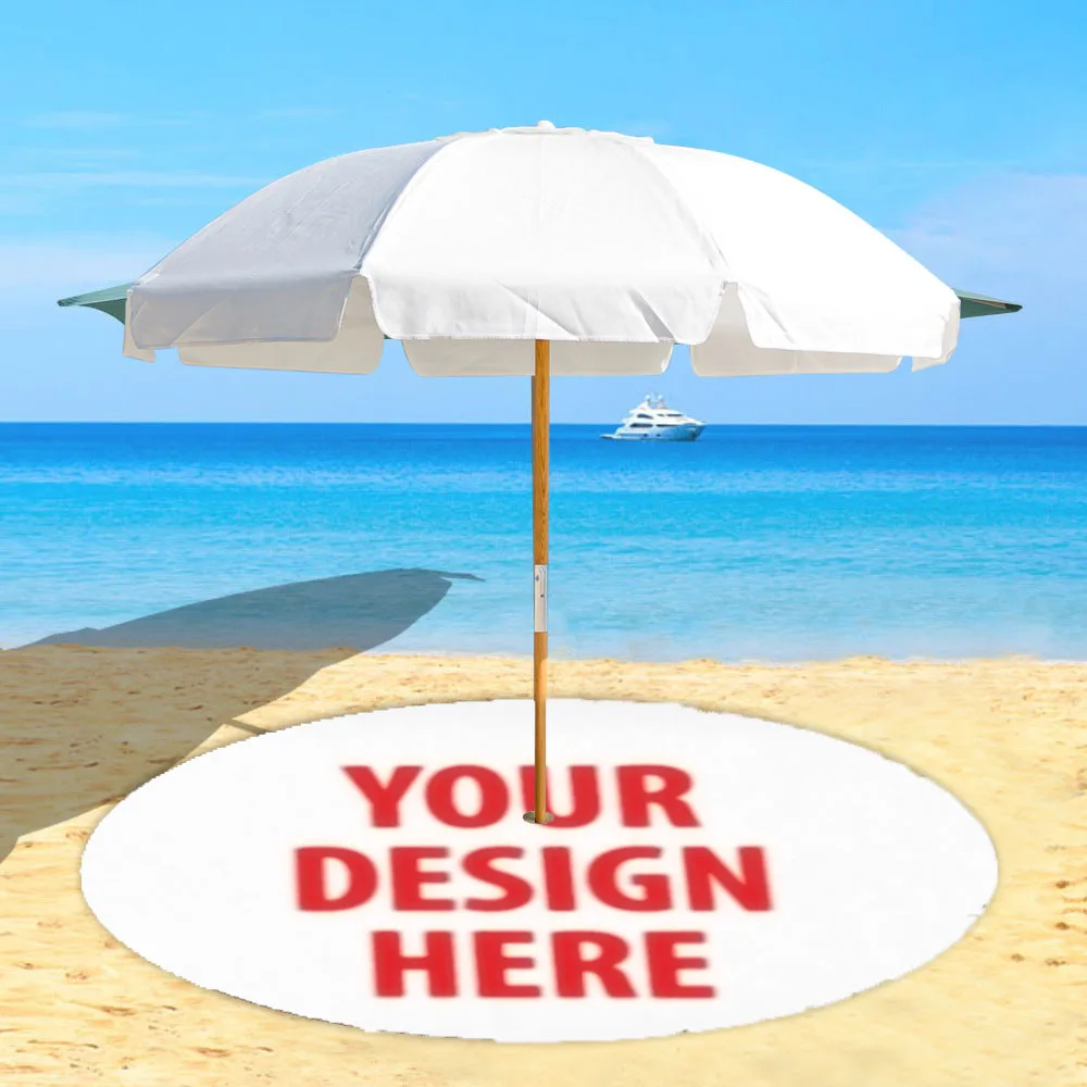 

Custom Round Beach Mat for Umbrella Fixed with 8 CM Hole Snap Buttons Microfiber Quick Dry Beach Towel Circle Yoga Mat 2 Sizes