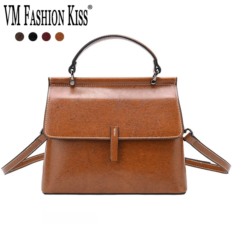 

VM FASHION KISS Retro Women Split Leather Bags Vintage Luxury Women's Bag Shoulder Solid Totes Ladies Crossbody Bag Money Purse