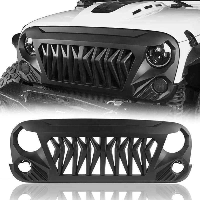 

LLevo matt black jk shark front grille cover for Jeep Wrangler JK 2007-2018 Rubicon Sahara Sport Unlimited