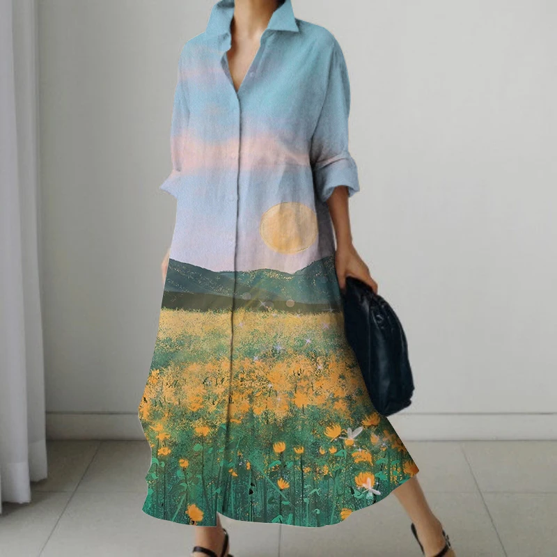 Retro long sleeved women's shirt and dress, three-dimensional printing, 2024 elegant and stylish spring new women's clothing
Retro long sleeved women's shirt and dress, three-dimensional printing, 2024 elegant and stylish spring new women's clothing