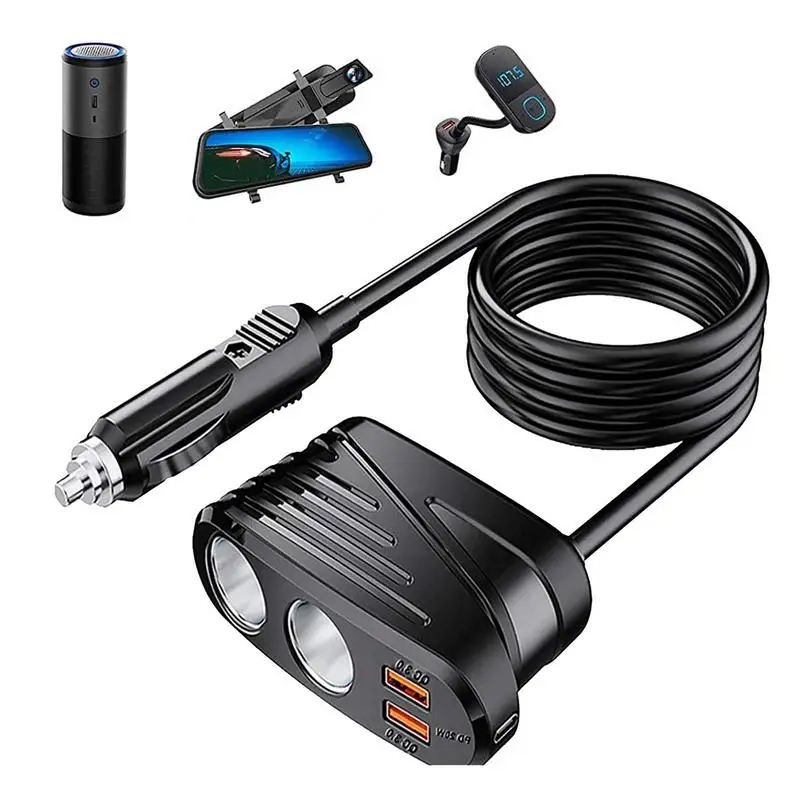 

Lighter Charger For Car 120W Car Fast-Charging PD Type-C Lighter Splitter Automotive Lighter Splitter With 2 USB Charging Ports