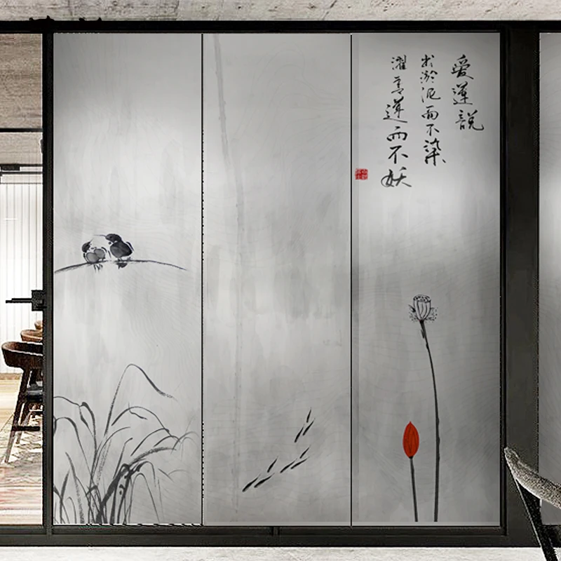 1pc Chinese Style Glass Stickers Static Cling Frosted Windows Film Glass Door Home Decor PVC Lotus Calligraphy Decal Wallpaper
1pc Chinese Style Glass Stickers Static Cling Frosted Windows Film Glass Door Home Decor PVC Lotus Calligraphy Decal Wallpaper
