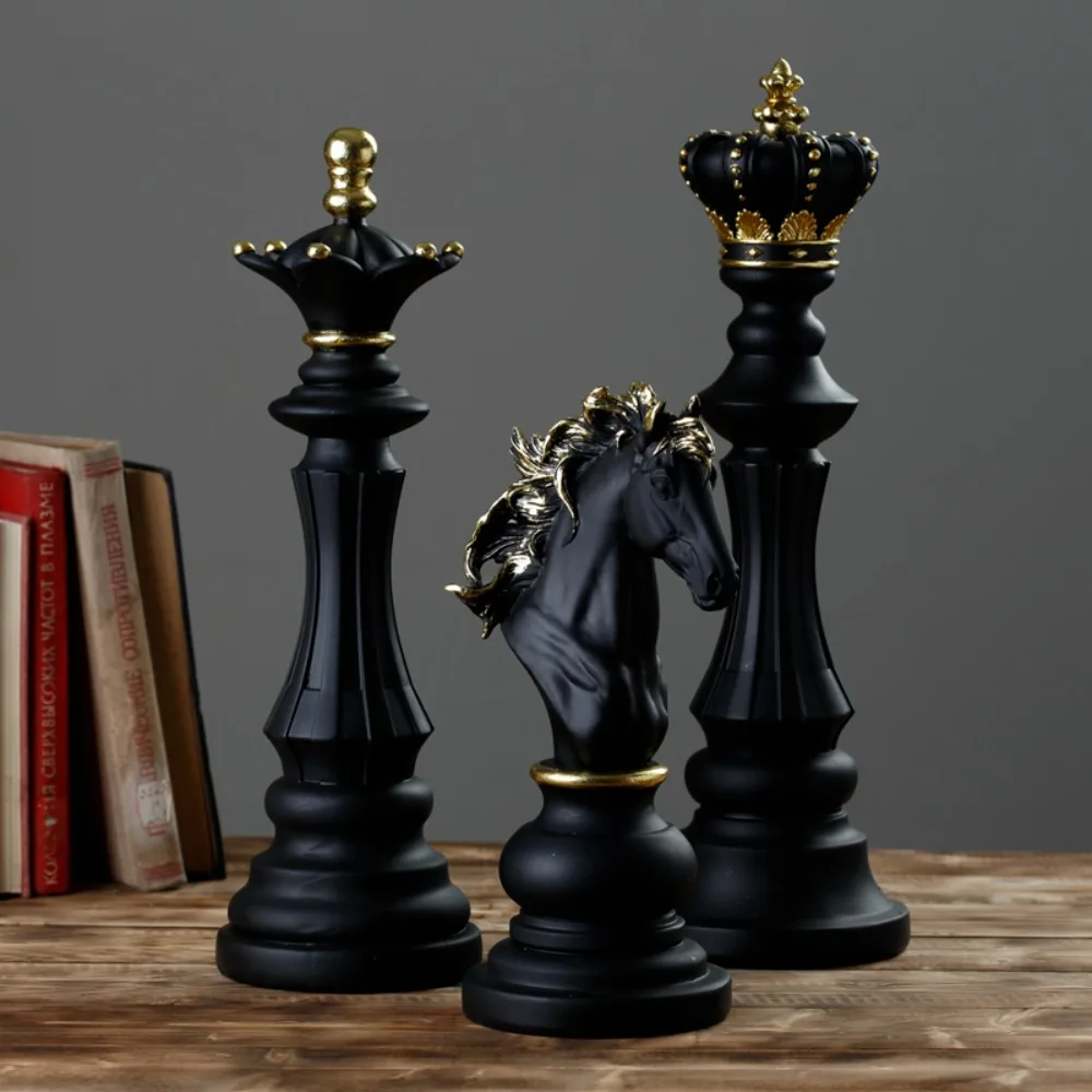 

Resin Chess Pieces Board Games Accessories International Chess Figurines Retro Home Decor Simple Modern Chessmen Ornaments