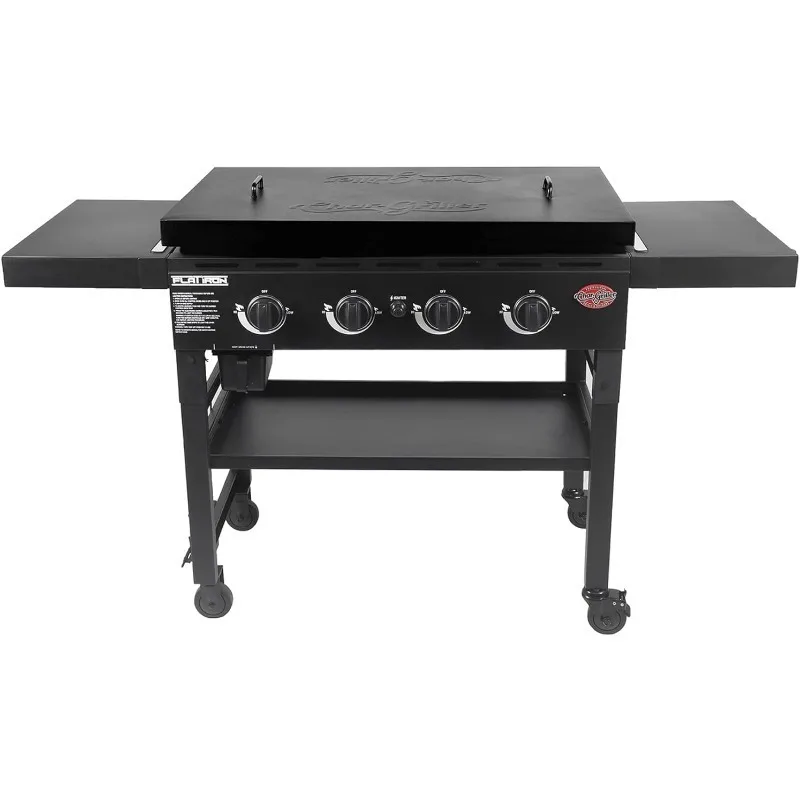 Char-Griller® Flat Iron 4-Burner Propane Gas Flat-Top Griddle with Steel Griddle Top, Wind Guards and Removable Lid
Char-Griller® Flat Iron 4-Burner Propane Gas Flat-Top Griddle with Steel Griddle Top, Wind Guards and Removable Lid