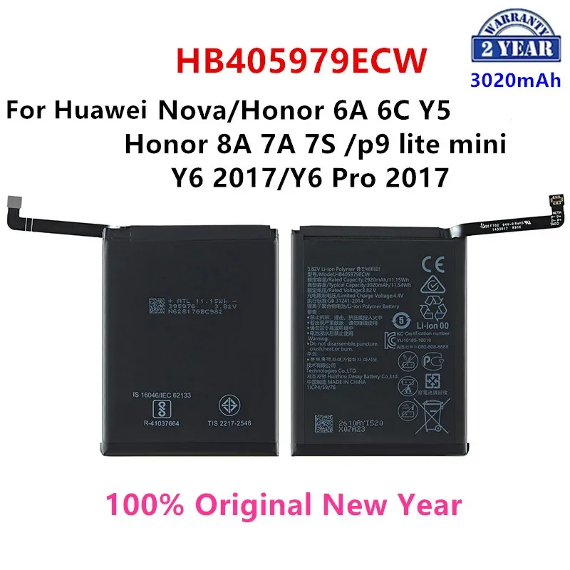 

100% Оригинальный HB405979ECW 3020 мАч аккумулятор для Huawei Nova Enjoy 6S Honor 6C Y5 2017 p9 lite mini AZ-AL10 TL00 L01 L02 L12