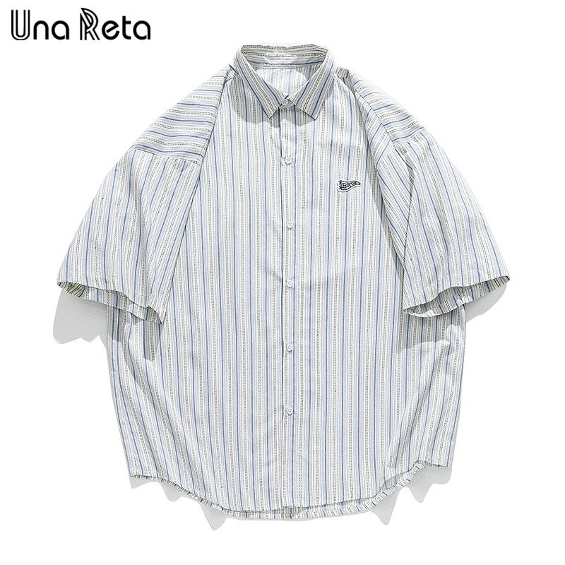 Una Reta Men's Shirt Summer Tops Streetwear Stripe Short Sleeve Shirts For Men Harujuku Single-breasted Loose Cotton Shirts
Una Reta Men's Shirt Summer Tops Streetwear Stripe Short Sleeve Shirts For Men Harujuku Single-breasted Loose Cotton Shirts
