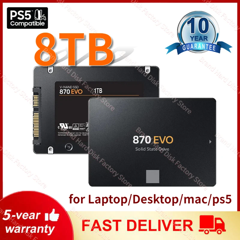 

2024 Original SSD 1T 2T 4T 870 QVO/EVO 500GB 250GB Internal Solid State Disk HDD Hard Drive SATA 3 2.5 For Laptop Computer/PS5