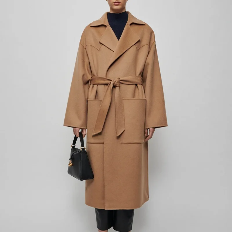 N@ NU-Double-sided Wool Coat for Women, Long Tweed Jacket, Full Sleeve, Tie Belt, Lapel, Simple Temperament, Fall and Winter
N@ NU-Double-sided Wool Coat for Women, Long Tweed Jacket, Full Sleeve, Tie Belt, Lapel, Simple Temperament, Fall and Winter