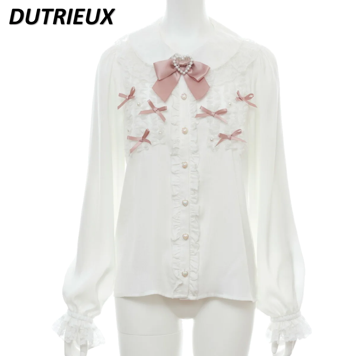 2024 Spring New SC Cute Japanese Style Sweet Blouse Top for Women's Shirts Bow Lace Stitching Heavy Industry Lolita Shirt Camisa
2024 Spring New SC Cute Japanese Style Sweet Blouse Top for Women's Shirts Bow Lace Stitching Heavy Industry Lolita Shirt Camisa