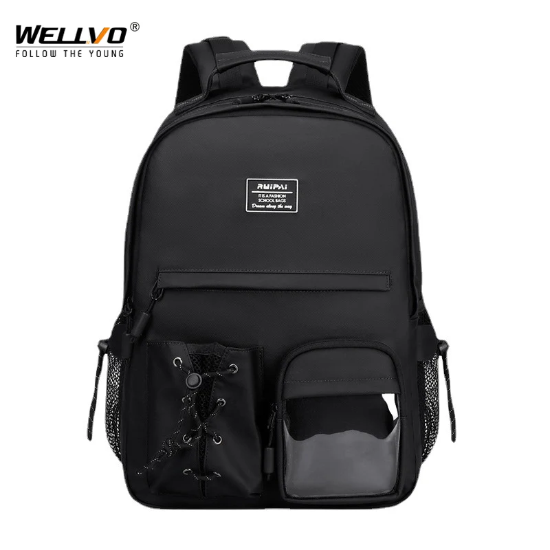 

Black Travel Backpack Women Large Waterproof School Bag College Students Teenagers Casual Laptop Rucksack Trolley Belt XA430C