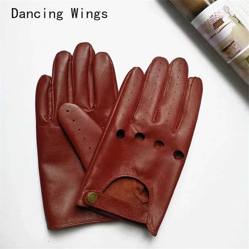

Full Finger Driver Leather Gloves Men's Touch Screen Sheepskin Spring And Autumn Thin Unlined Outdoor Motorcycle Riding Driving