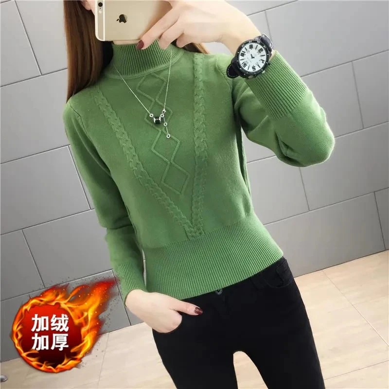 Fleece Lined Half Turtleneck Sweater Women Winter Warm Thick Knitted Pullovers Autumn Casual No Velvet Long Sleeve Knitwear Tops
Fleece Lined Half Turtleneck Sweater Women Winter Warm Thick Knitted Pullovers Autumn Casual No Velvet Long Sleeve Knitwear Tops