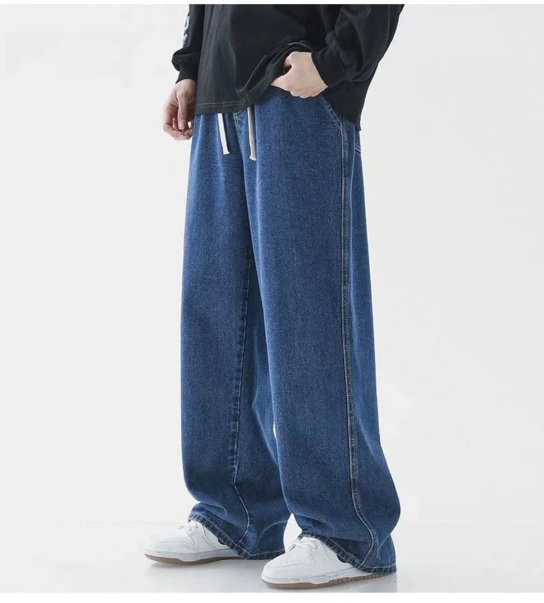 بنطلون جينز رجالي كاجوال واسع الساق بلون أزرق فاتح بتصميم عتيق على الطراز الأمريكي، بنطلون دينيم فضفاض بقصة مستقيمة للمراهقين بنطلون جينز رجالي كاجوال واسع الساق بلون أزرق فاتح بتصميم عتيق على الطراز الأمريكي، بنطلون دينيم فضفاض بقصة مستقيمة للمراهقين