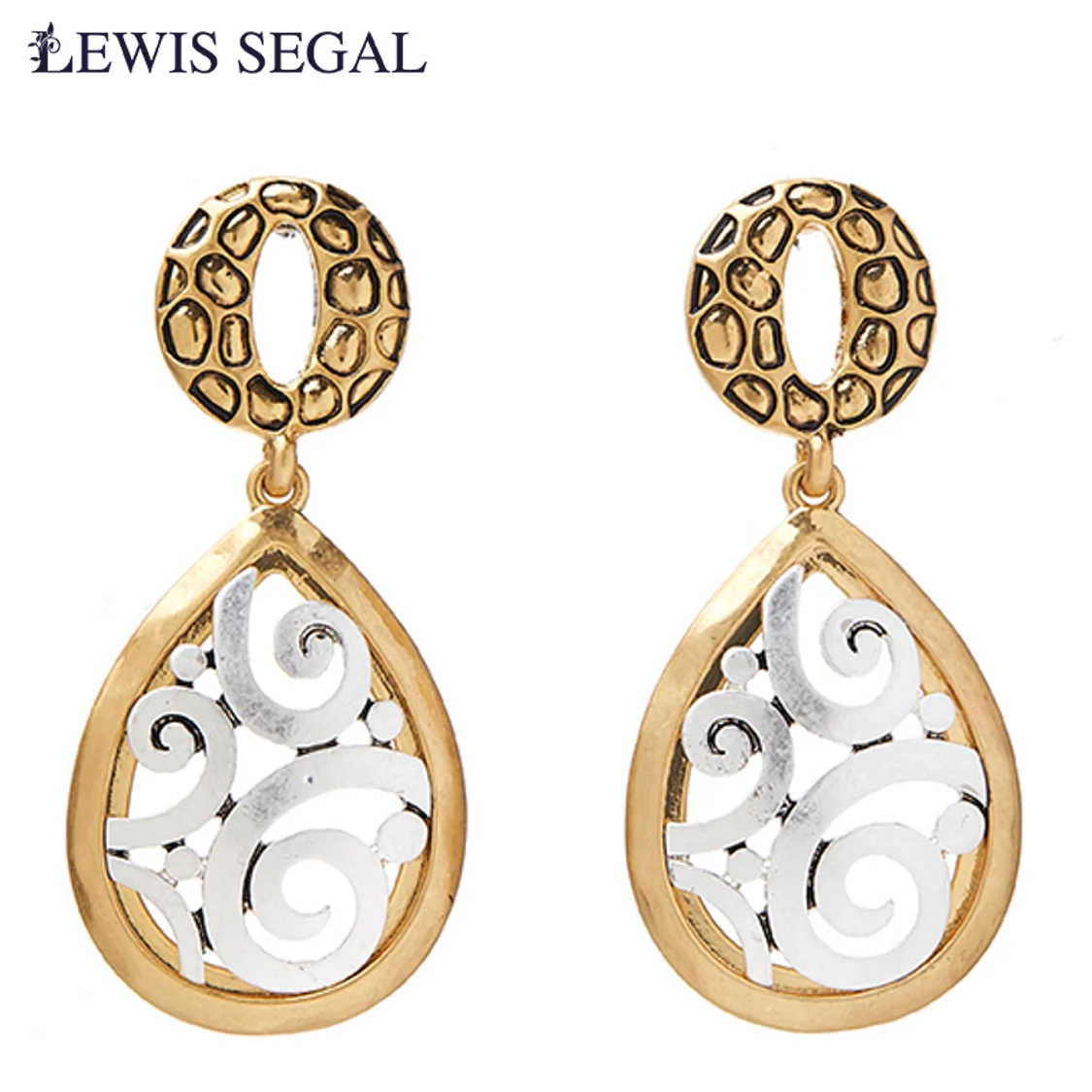 

LEWIS SEGAL Medieval 18k Jewelry Vintage Earrings for Women Independent Girl Teardrop-shaped curved lines 18K Gold Plated