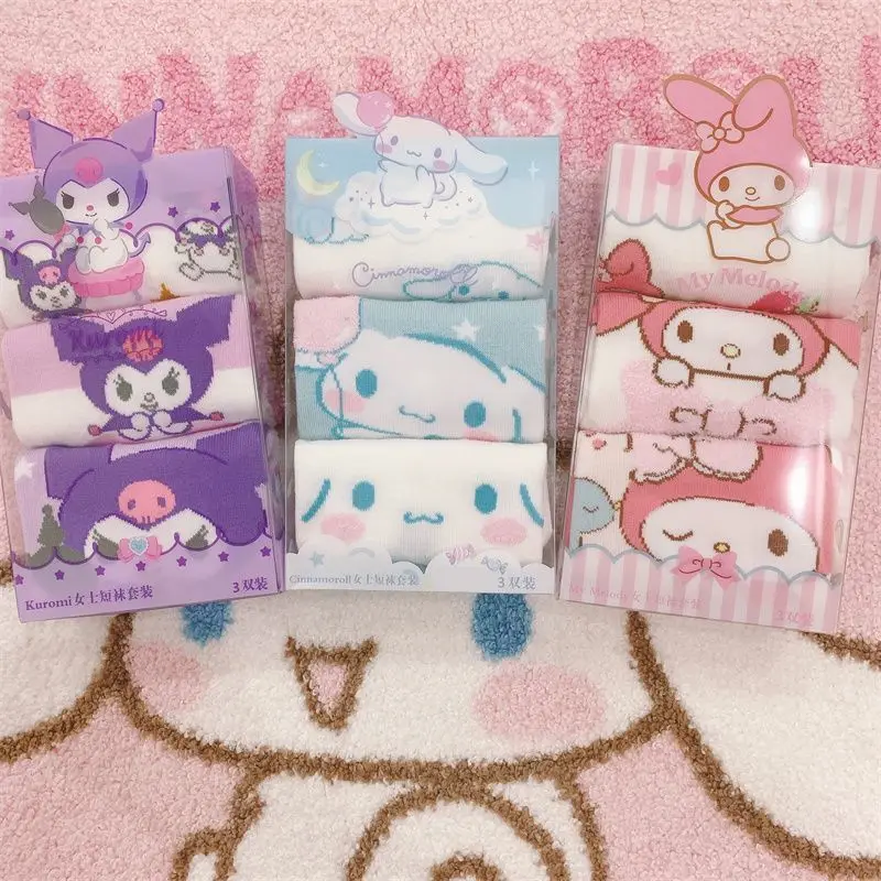 3Pcs Sanrio Socks Kawaii Mymelody Kuromi Cinnamoroll Korean Cartoon Student Cotton Short Socks Cute Girl Summer Boat Socks
3Pcs Sanrio Socks Kawaii Mymelody Kuromi Cinnamoroll Korean Cartoon Student Cotton Short Socks Cute Girl Summer Boat Socks