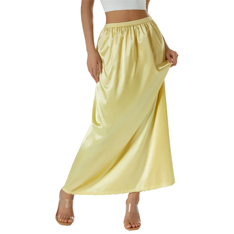 Summer Casual Beach Skirt with Inner Lining Women Lace Trim Elastic High Waist Satin Slip Underskirt for Ladies Solid Color
Summer Casual Beach Skirt with Inner Lining Women Lace Trim Elastic High Waist Satin Slip Underskirt for Ladies Solid Color