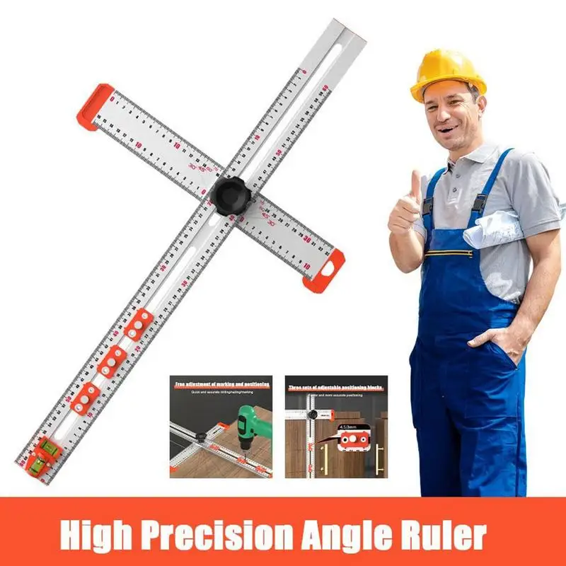 

new 1pcs High Precision Angle Ruler Woodworking Scribe Drawing Marking Gauge Crossed-Cut T-type Ruler Measuring Tools