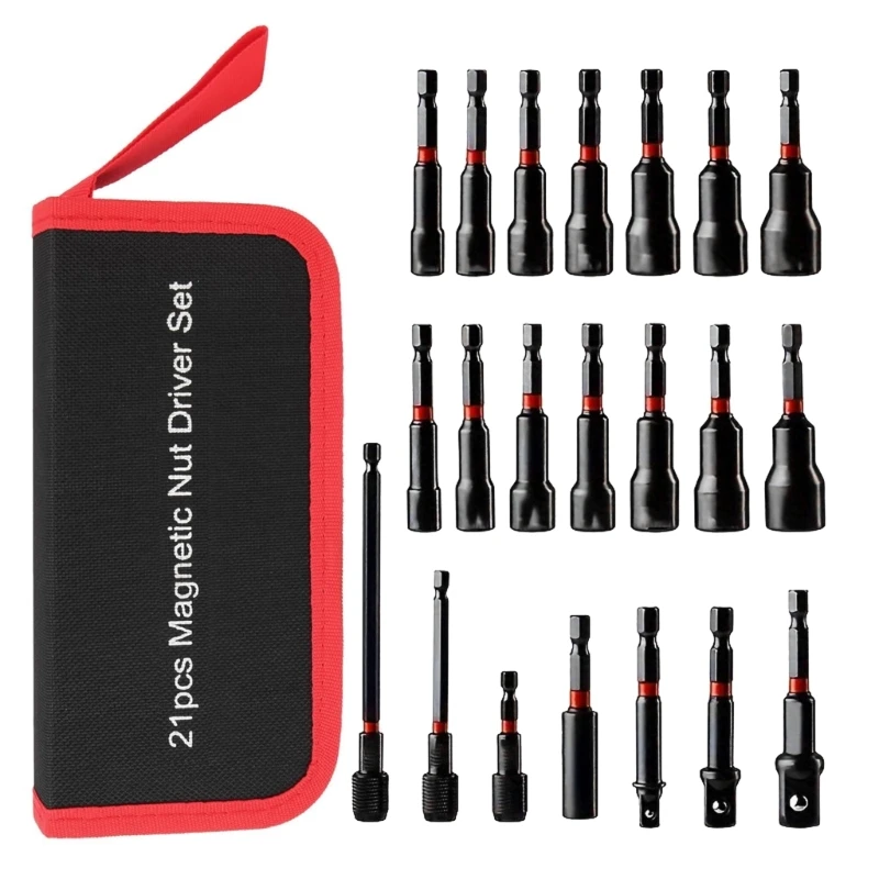 21Pcs Magnetic Nut Driver Set, 1/4" Impact Drill Driver Bit Set, Metric and SAE, Impact SocketAdapters, Quick Releases
21Pcs Magnetic Nut Driver Set, 1/4" Impact Drill Driver Bit Set, Metric and SAE, Impact SocketAdapters, Quick Releases