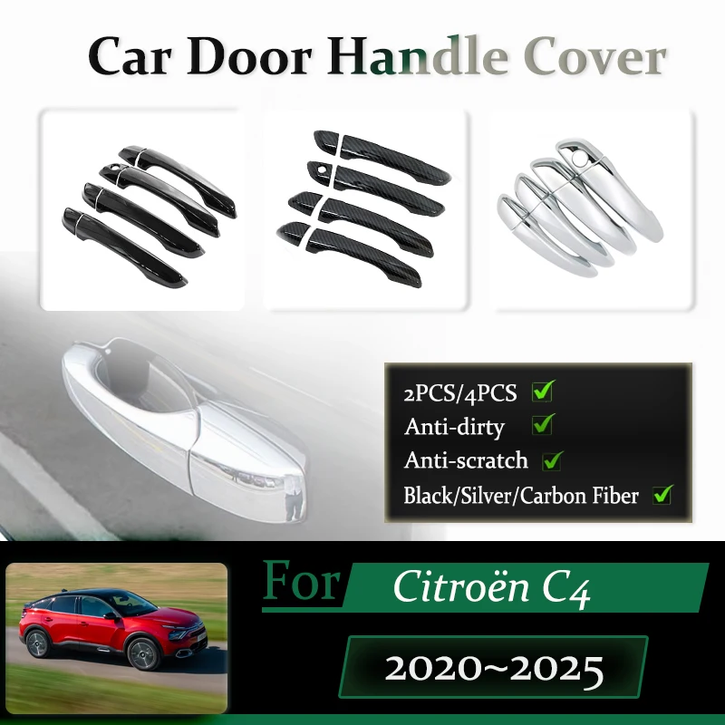 

Car Door Handle Cover For Citroën C4 C4 X C41 2020 2021 2022 2023 2024 2025 Anti-dusty Chromium Styling Sticker Auto Accessories