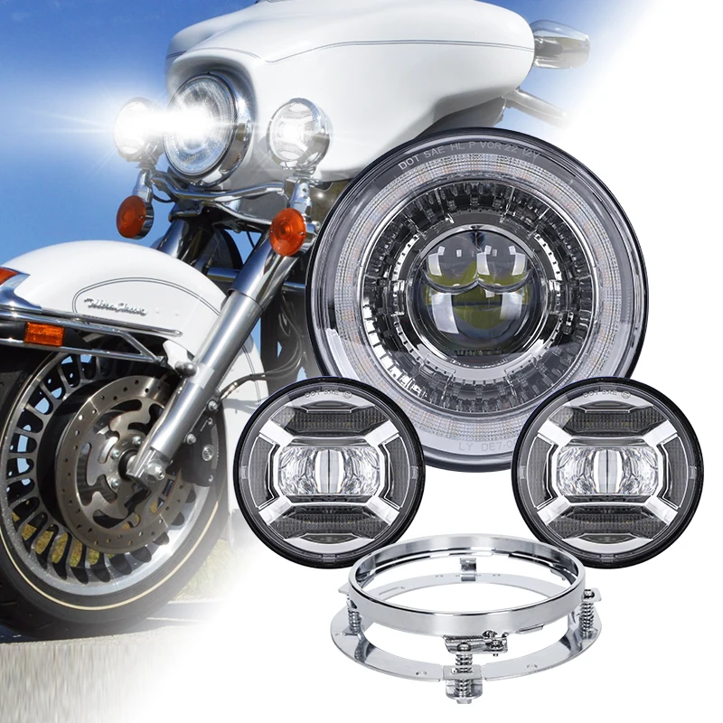 7'' Motorcycle Led Headlight +4.5 Inch Led Auxiliary Fog Passing Light Lamp +7" Round Bracket For Harley Touring Electra Glide
7'' Motorcycle Led Headlight +4.5 Inch Led Auxiliary Fog Passing Light Lamp +7" Round Bracket For Harley Touring Electra Glide