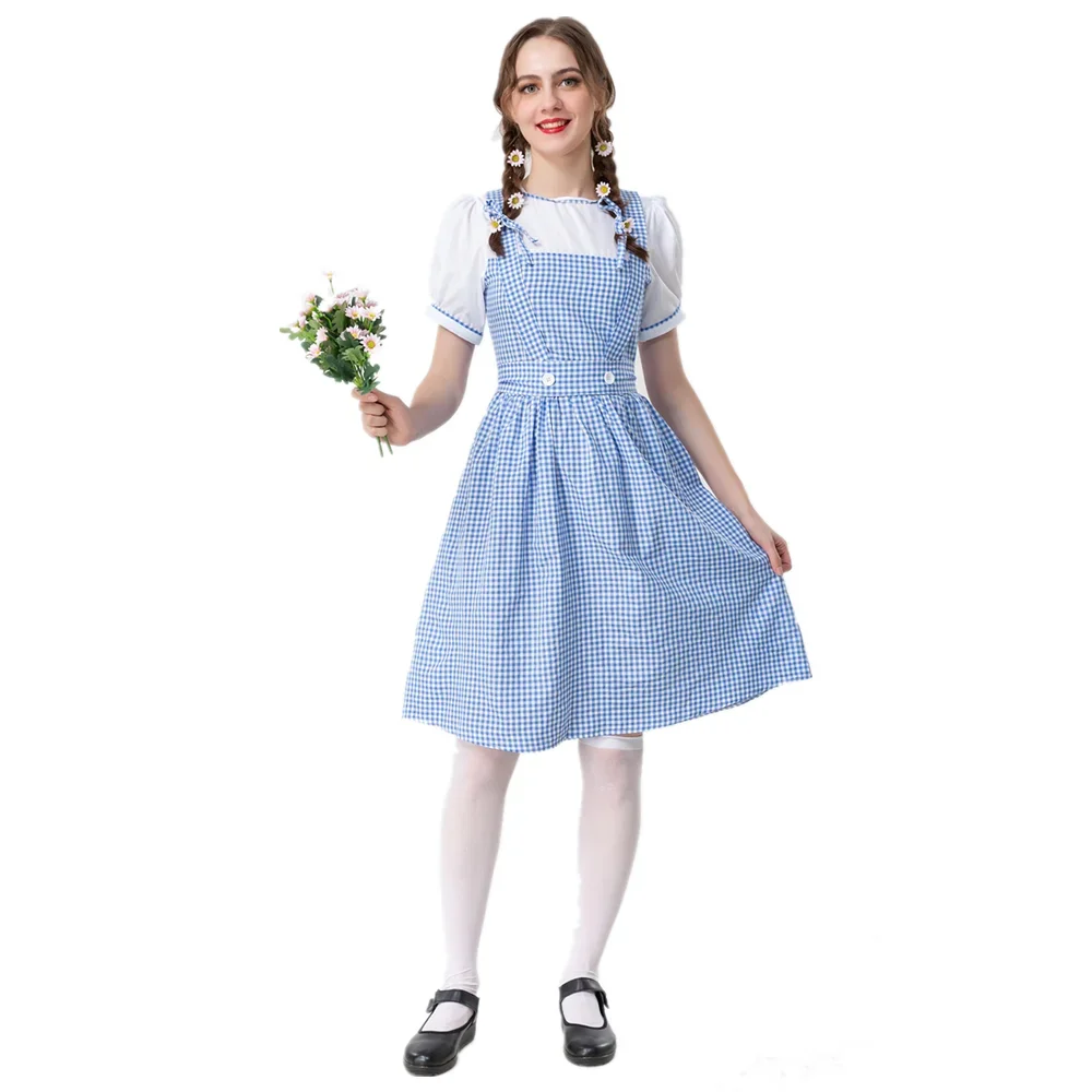 Adult Dorothy Maid Blue Plaid Dress Cosplay Halloween Costume Oktoberfest Dirndl For Women
Adult Dorothy Maid Blue Plaid Dress Cosplay Halloween Costume Oktoberfest Dirndl For Women