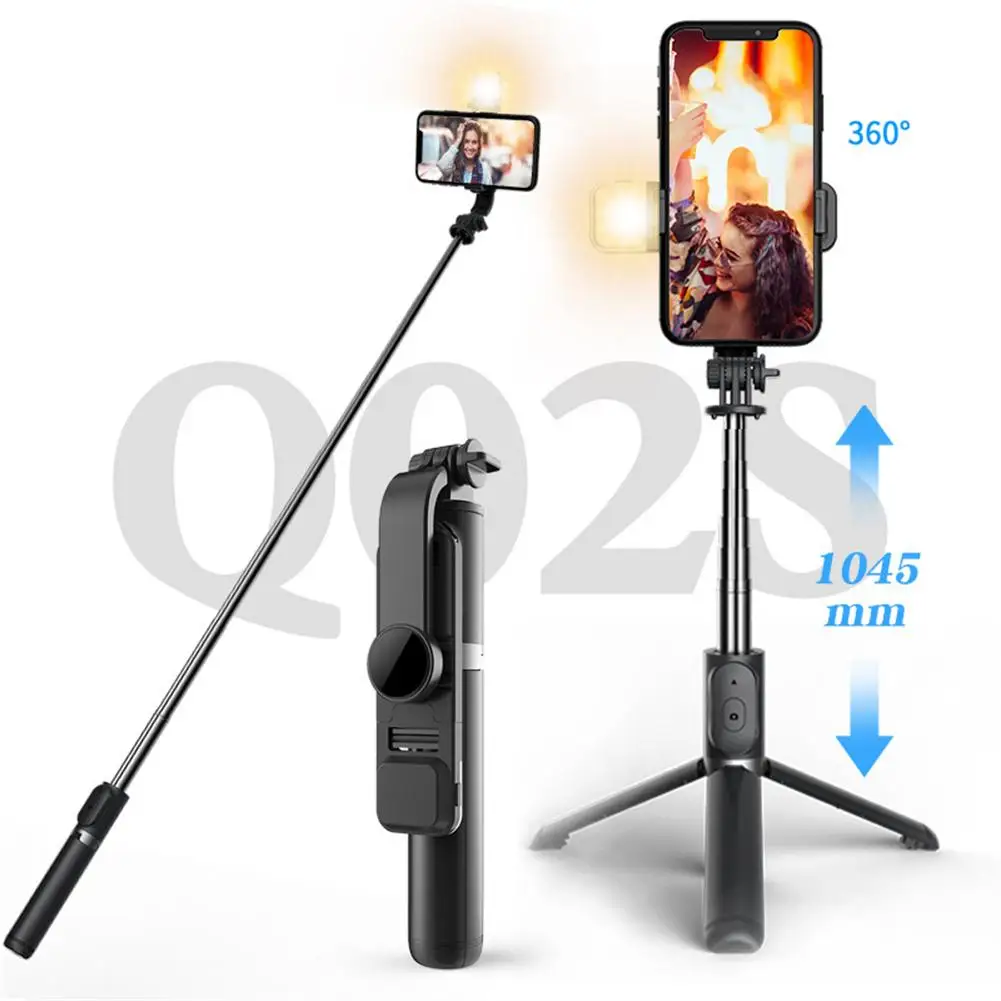 

Wireless Bluetooth Selfie Stick Foldable Tripod with Fill Light Shutter Remote Control for Android iPhone 13 Smartphone Gimbal