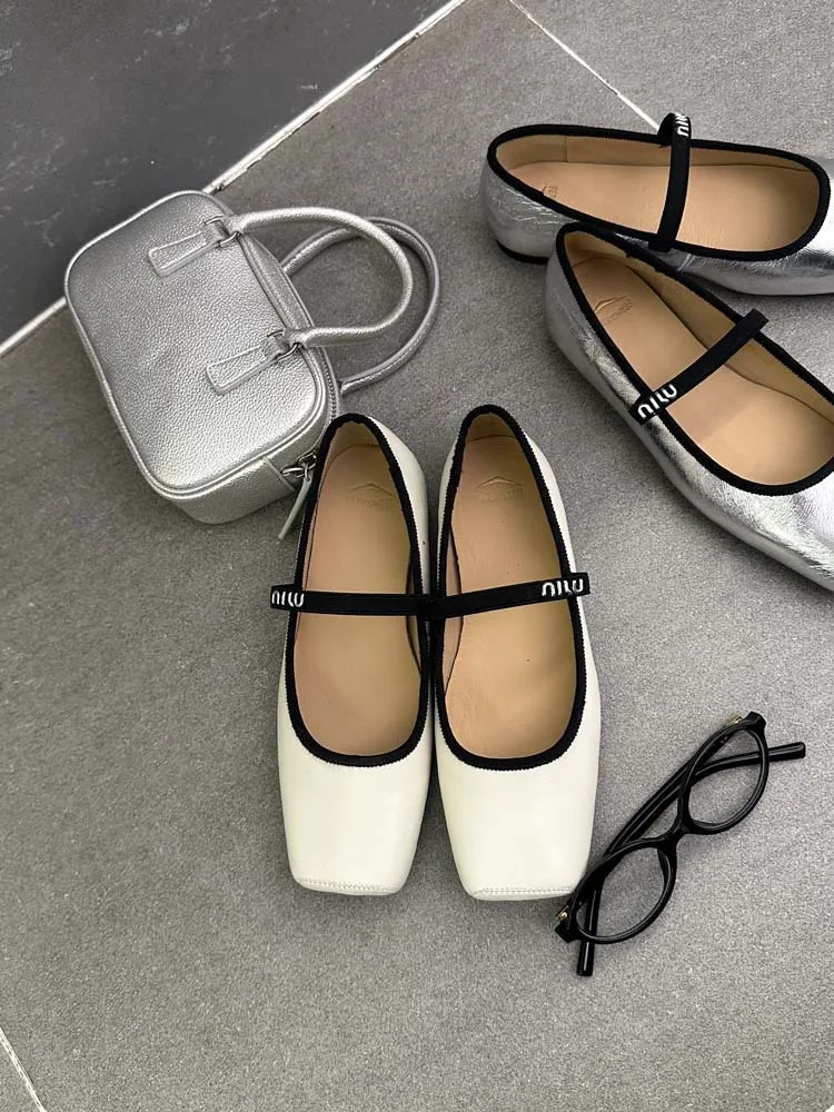 Women Ballet Flats Fashion Square Toe Pumps Female Mary Jane Shoes Soft Leather Slip-on Casual Shoes Office Lady Work Thin Shoes S01c5959545e14bf7a61a8ae33c04bd44w
