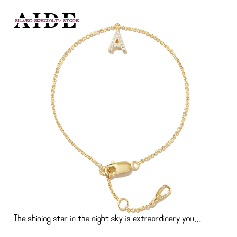 AIDE 925 Sterling Silver White Zircon 26 Letters Bracelets For Women Alphabet Charm Chains for Girl Jewelry Gift Pulsera Bangles
AIDE 925 Sterling Silver White Zircon 26 Letters Bracelets For Women Alphabet Charm Chains for Girl Jewelry Gift Pulsera Bangles