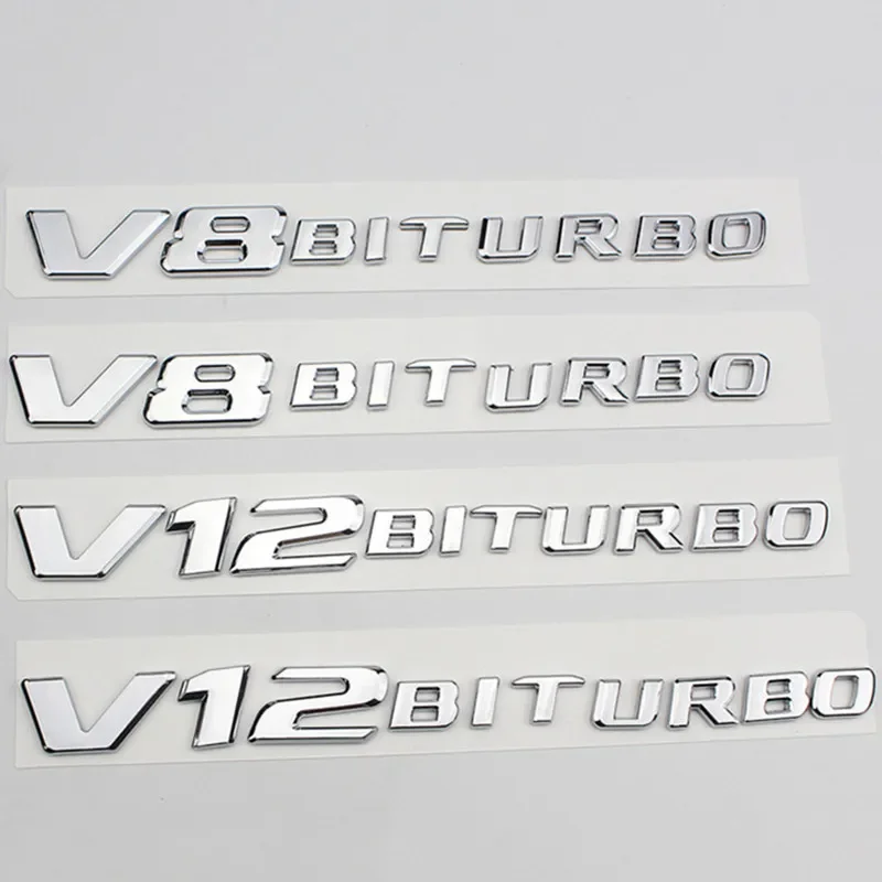 

3D ABS V12 V8 BITURBO Emblem Letters Logo Car Fender Badge For Mercedes AMG C63 E63 W212 W213 S63 S65 G63 G65 ML63 Accessories