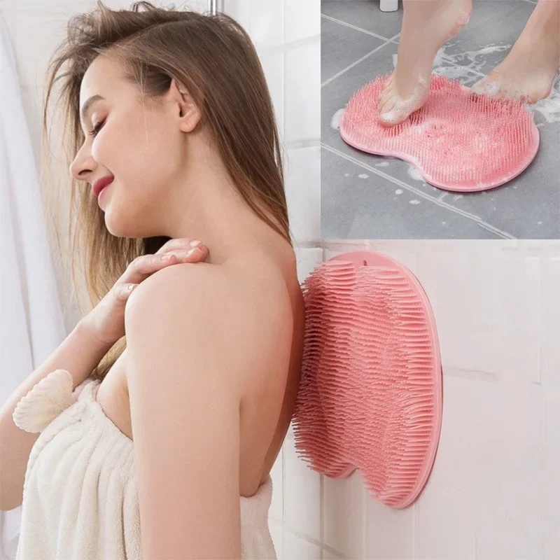 

Bathroom Non-slip Wash Foot Pad Massage Shower Mat with Sucker Silicone Rub Back Brush Bath Massage Foot Exfoliating Brush Pad