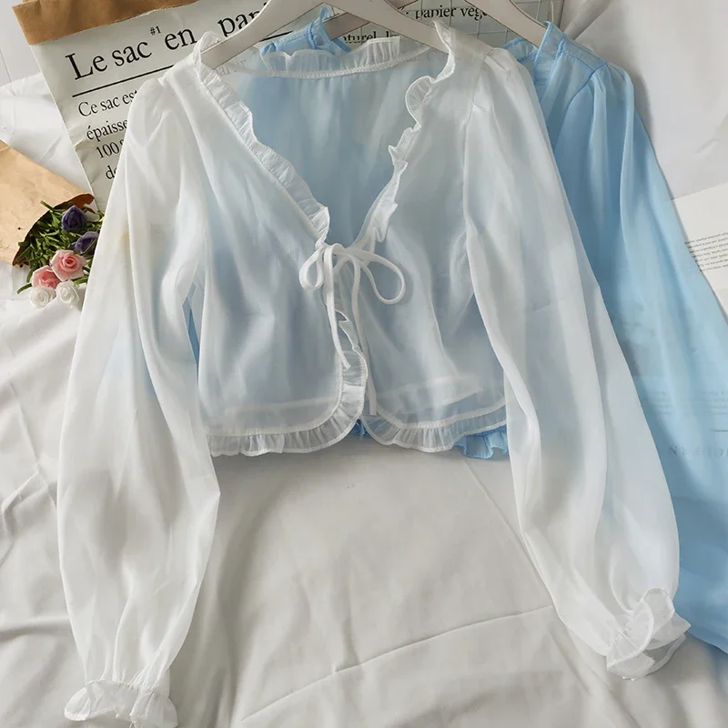 Sun Protection Women Thin Coat Casual Lace Bow Summer Clothes Female Cardigan Shirt Clothing Tops Blouse For Woman Covers Blusa
Sun Protection Women Thin Coat Casual Lace Bow Summer Clothes Female Cardigan Shirt Clothing Tops Blouse For Woman Covers Blusa