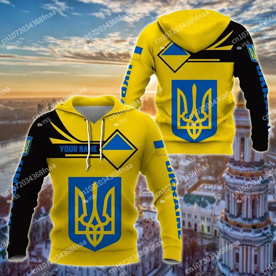 

2024 Latest Ukrainian Men's Camouflage Hooded Military Style Sweatshirt Custom Name Clothing Harajuku Long Sleeve Top