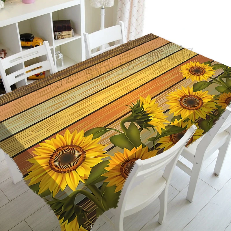 

Sunflower Hydrangea Watercolor Print Dustproof Dining Table Coffee Table Tablecloth Outdoor Picnic Party Decoration Tablecloth