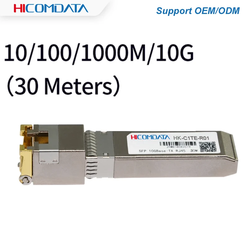 

10G RJ45 30m Copper SFP Transceiver Module 10GBase-Tx Ethernet Gpon Olt Fiber Optic FTTH Compatible with Cisco/Mikrotik Switch