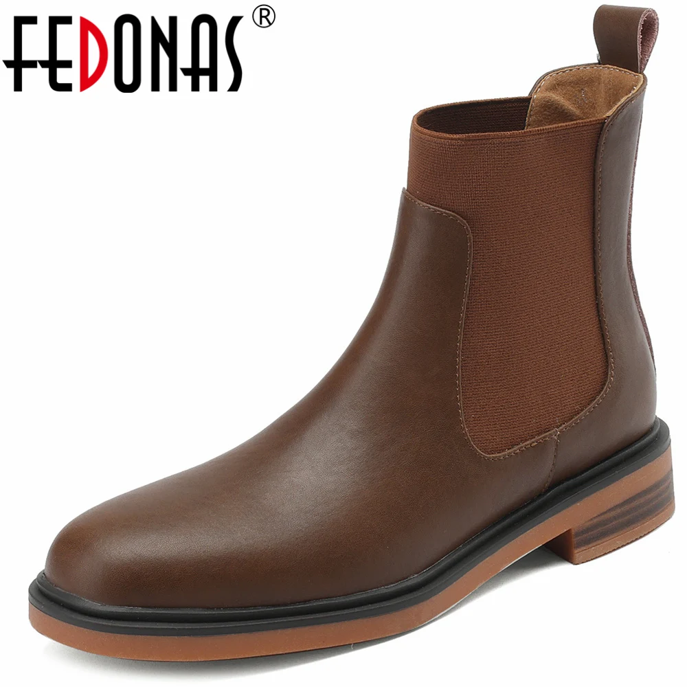 FEDONAS Splicing Genuine Leather Women Ankle Boots Low Heels Round Toe Casual Office Working Shoes Woman Basic Autumn Winter New
FEDONAS Splicing Genuine Leather Women Ankle Boots Low Heels Round Toe Casual Office Working Shoes Woman Basic Autumn Winter New